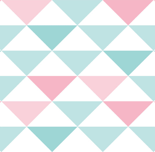 Papel de Parede Triângulo Geométrico Rosa e Verde 3600